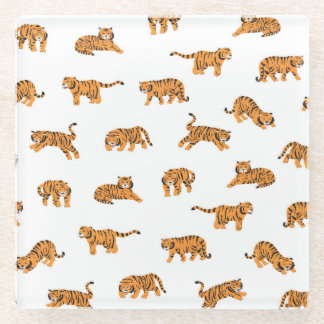 Dessous-de-verre En Verre Tigre japonais : Doodle Vintage sans joint