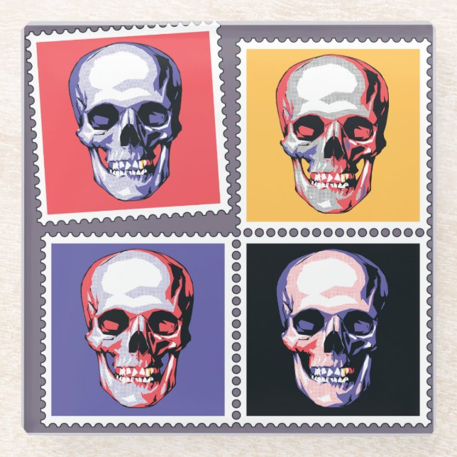 Dessous-de-verre En Verre Timbres crâniennes (Devant)