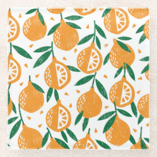 Dessous-de-verre En Verre Timbres de fruits : Motif texturé Vintage sans sou