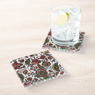 Dessous-de-verre En Verre Tissu de chintz en coton indien vintage
