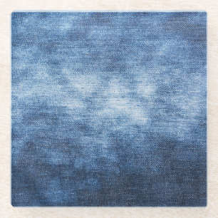 Dessous-de-verre En Verre Tissu en denim usé, arrière - plan texturé.
