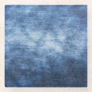 Dessous-de-verre En Verre Tissu en denim usé, arrière - plan texturé.