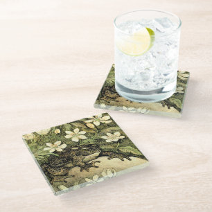 Dessous-de-verre En Verre Toad et Dogwood de style Art nouveau néerlandais