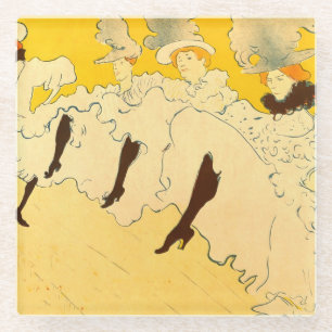 Dessous-de-verre En Verre Tolouse-Lautrec Dancing Girls Yellow Poster Art