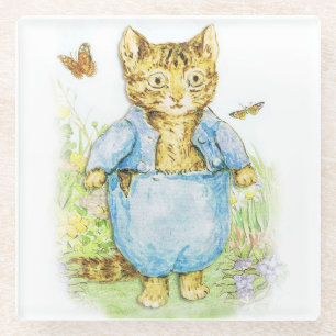 Dessous-de-verre En Verre Tom Kitten dans son costume bleu de Beatrix Potter