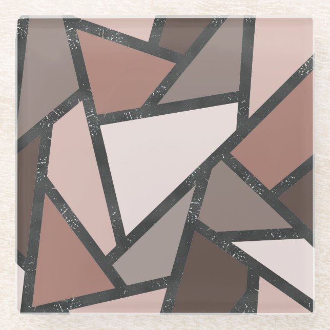 Dessous-de-verre En Verre Tons de motif en vitrail marron (Devant)