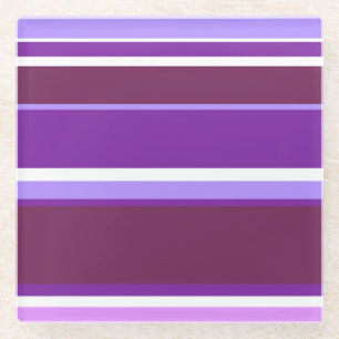 Dessous-de-verre En Verre Tons de rayures violettes