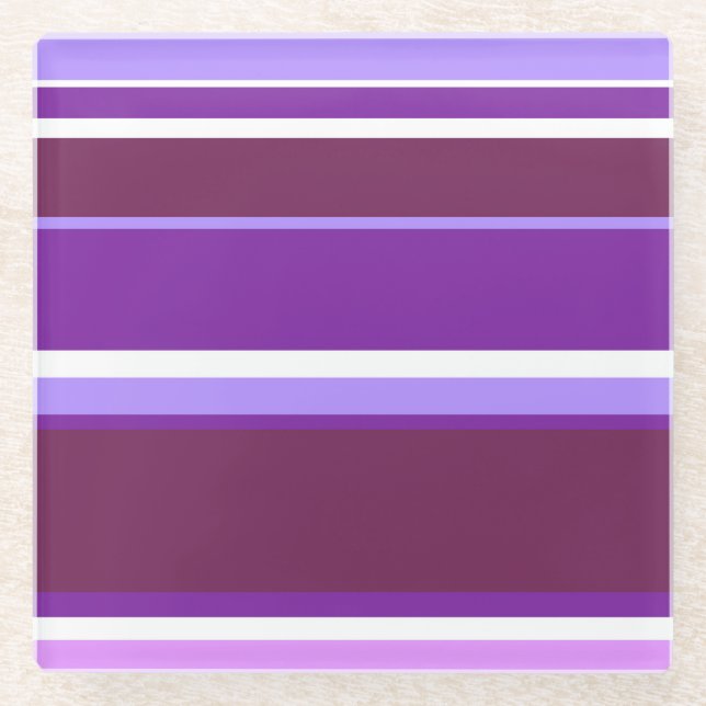 Dessous-de-verre En Verre Tons de rayures violettes (Devant)