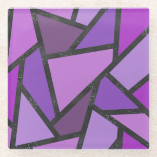 Dessous-de-verre En Verre Tons de vitrail violet motif