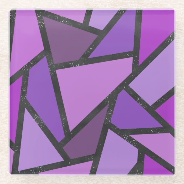 Dessous-de-verre En Verre Tons de vitrail violet motif (Devant)