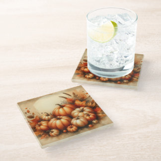 DESSOUS-DE-VERRE EN VERRE TONS D'ORANGE TOMBENT CITROUILLES D'AUTOMNE