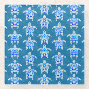 Dessous-de-verre En Verre Tortues marines de la tribu bleue Honu
