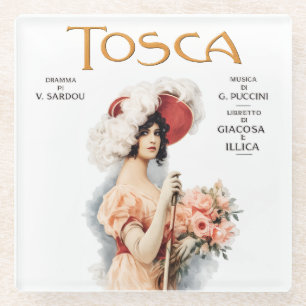 Dessous-de-verre En Verre Tosca Opéra Vintage - Conception d'affiche d'opéra
