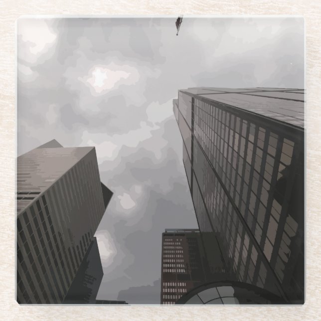 Dessous-de-verre En Verre Tour dans la ville. (Devant)