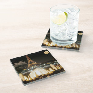 Dessous-de-verre En Verre Tour Eiffel en soirée