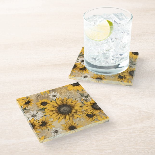 Dessous-de-verre En Verre Tournesol (Incliné)