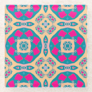 Dessous-de-verre En Verre Traditionnel, patchwork péruvien, motif de tuiles