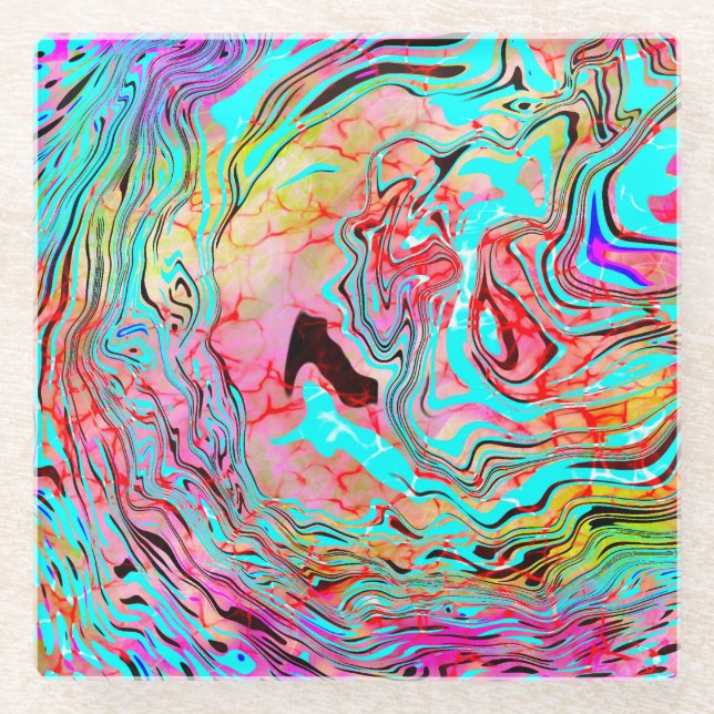 Dessous-de-verre En Verre Tranquillité Abstrait Fluid Art (Devant)