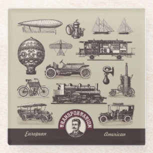 Dessous-de-verre En Verre Transport Vintage cool européen et américain