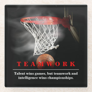 Dessous-de-verre En Verre Travail d'équipe Basketball Motivationnel Inspiran