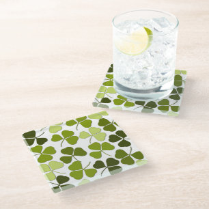 Dessous-de-verre En Verre Trèfle vert dans une variété de nuances