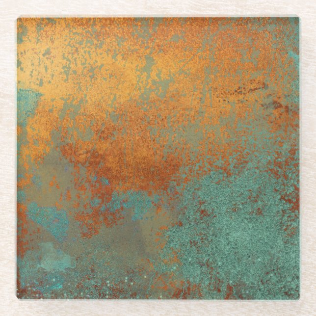Dessous-de-verre En Verre Trendy Rich Copper Patina Metallic (Devant)