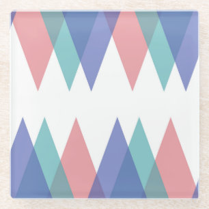 Dessous-de-verre En Verre Triangles bleu et corail