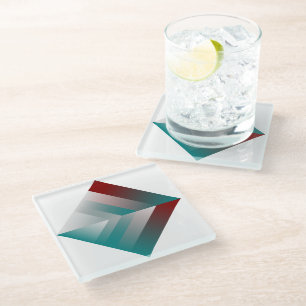 Dessous-de-verre En Verre triangles gris bordeaux turquoise