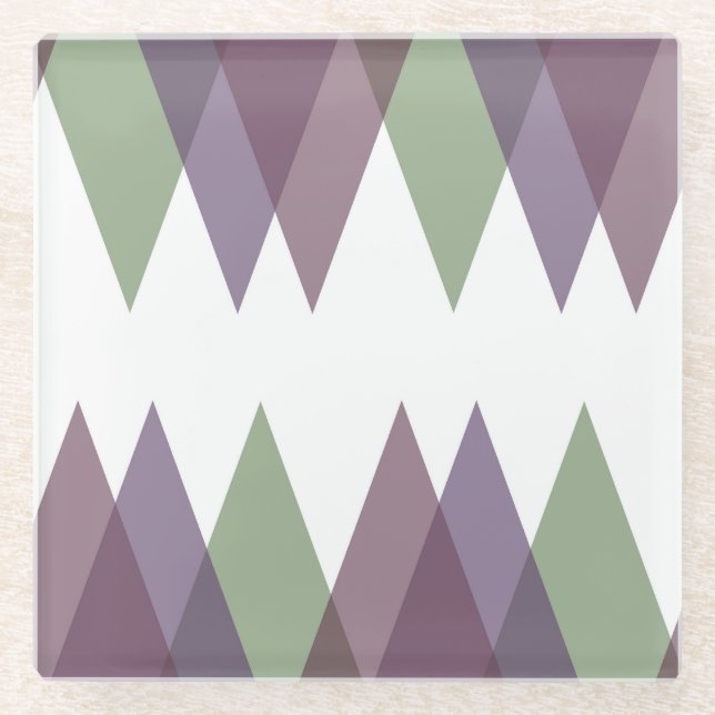 Dessous-de-verre En Verre Triangles mauve et vert (Devant)
