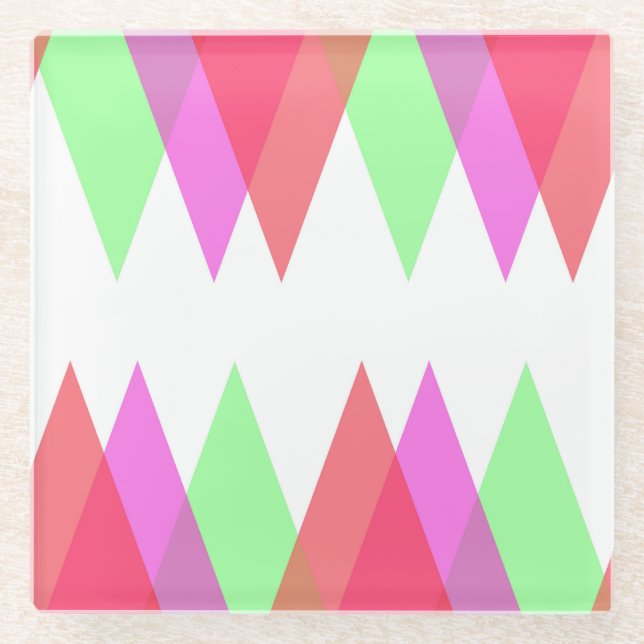 Dessous-de-verre En Verre Triangles rouge et vert (Devant)