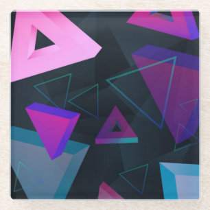 Dessous-de-verre En Verre Triangles solides et creux Abstraits colorés