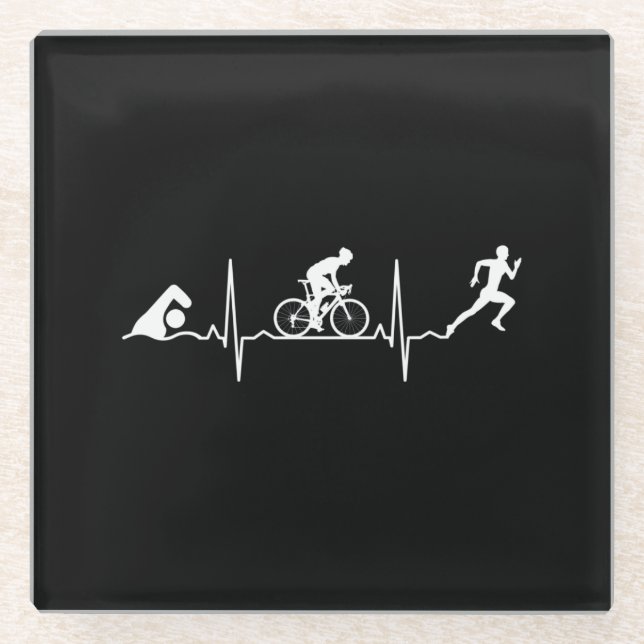 Dessous-de-verre En Verre Triathlon - Triathlon (Devant)