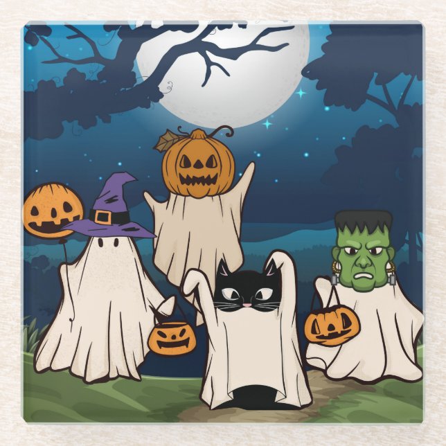 Dessous-de-verre En Verre Trick fantôme ou traitements Dessous de verre en v (Devant)