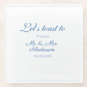 Dessous-de-verre En Verre trinquons aux futurs mr & mrs couple mariage bleu