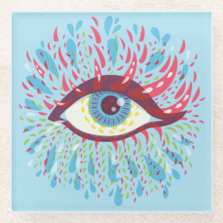 Dessous-de-verre En Verre Trippy Oye Psychedelic Art