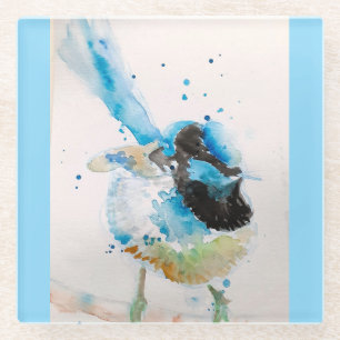 Dessous-de-verre En Verre Troène bleu Wrens Aquarelle Bébé Bleu Australien