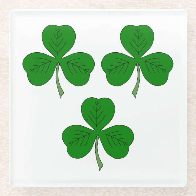 Dessous-de-verre En Verre Trois Shamrocks (Devant)