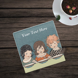 Dessous-de-verre En Verre Trois soeurs mangeant ensemble de la soupe