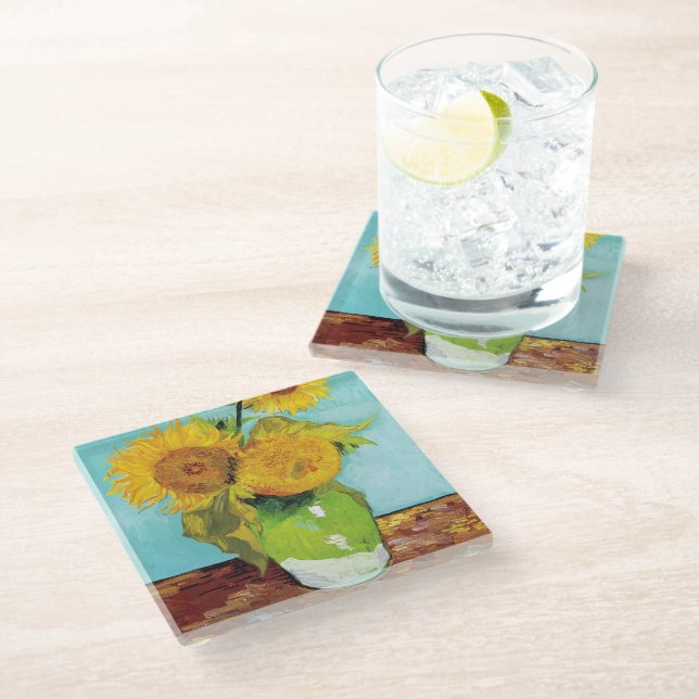 Dessous-de-verre En Verre Trois tournfleurs | Vincent van Gogh (Incliné)