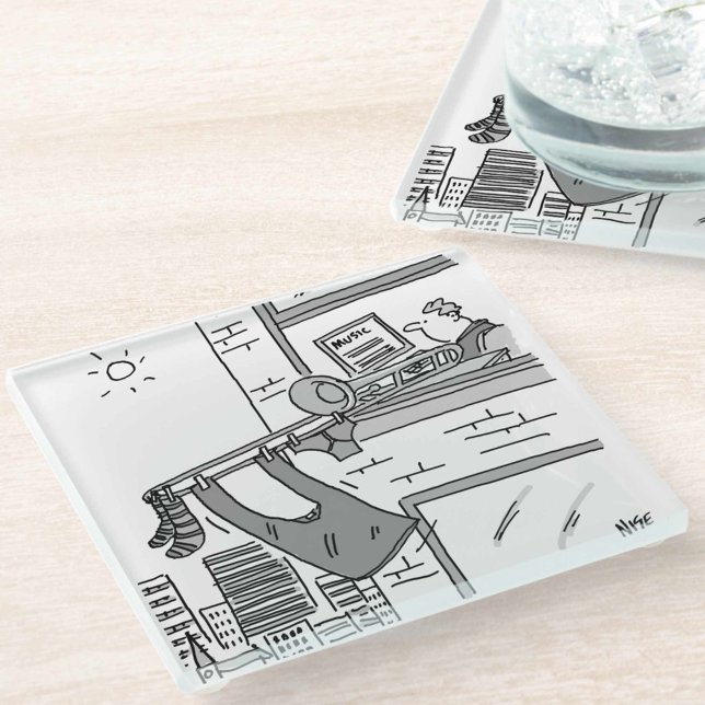 Dessous-de-verre En Verre Tromboniste s'attaque à sa peau (Créateur téléchargé)