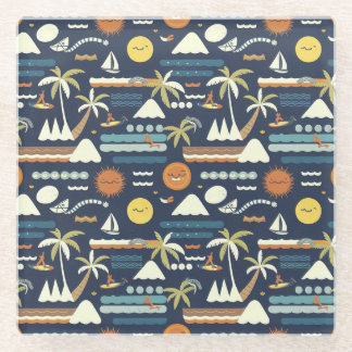 Dessous-de-verre En Verre Tropical Beach Fun Pattern