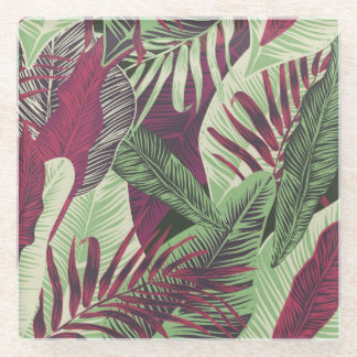 Dessous-de-verre En Verre Tropical Exotic : Vert tendance sans couture