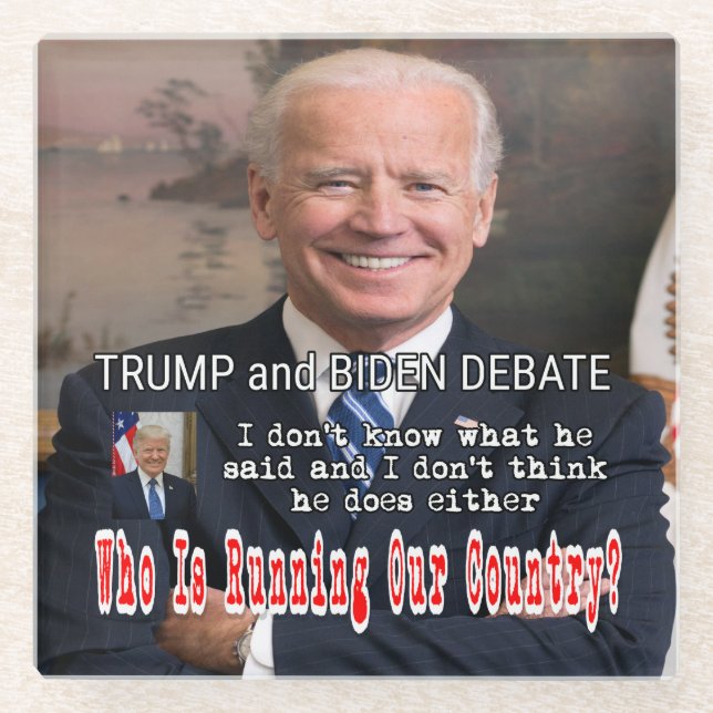 Dessous-de-verre En Verre Trump et Biden (Devant)