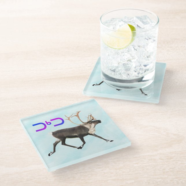 Dessous-de-verre En Verre Tuktu - Caribou Sur Neige (Incliné)
