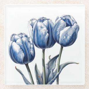 Dessous-de-verre En Verre Tulipes en bleu Delft