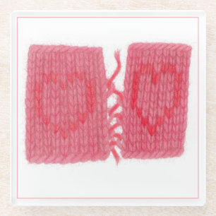 Dessous-de-verre En Verre TWO HEARTS KNIT Dessous de verre en verre