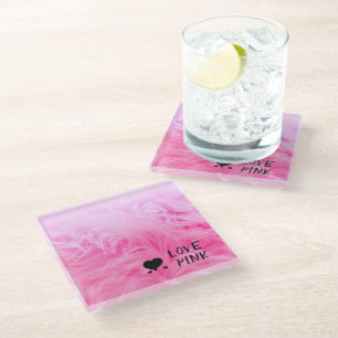 Dessous-de-verre En Verre Ultime fourrure de faux rose chaud