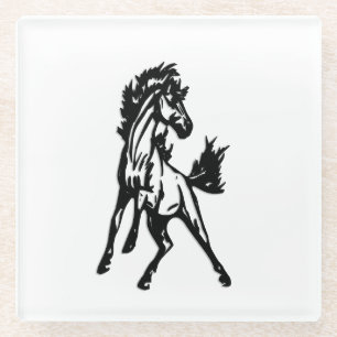 Dessous-de-verre En Verre Un cheval sautant fringant