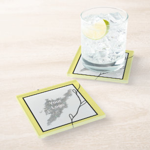 Dessous-de-verre En Verre Un logo personnalisé simple et élégant ici compagn