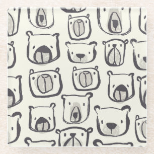 Dessous-de-verre En Verre Un mignon ours, un motif sans couture dessiné à la